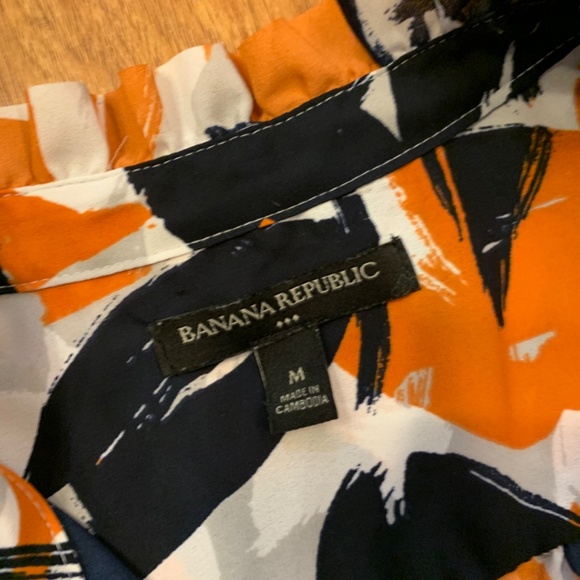 Banana Republic size medium tank top blouse orange and navy - Picture 3 of 4